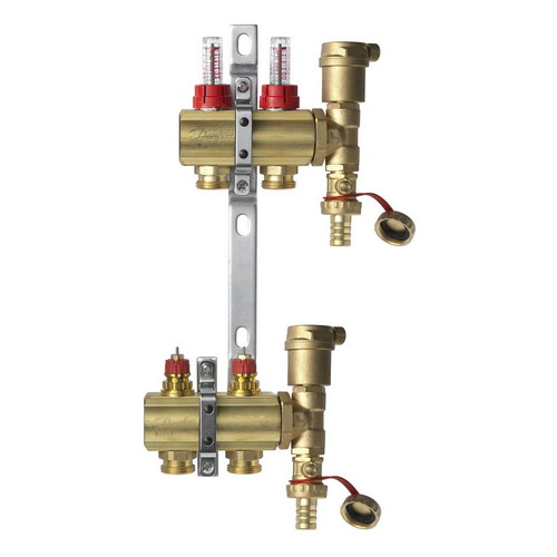 Группа коллекторная латунь FHF-F set 1" ВР 6 вых 3/4" НР Ру6 с расходомерами Danfoss 088U0726