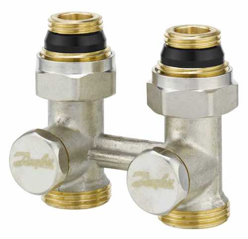 Danfoss 003L0220 Узел нижнего подключения RLV-KS для двухтр никель 1/2"x3/4"
