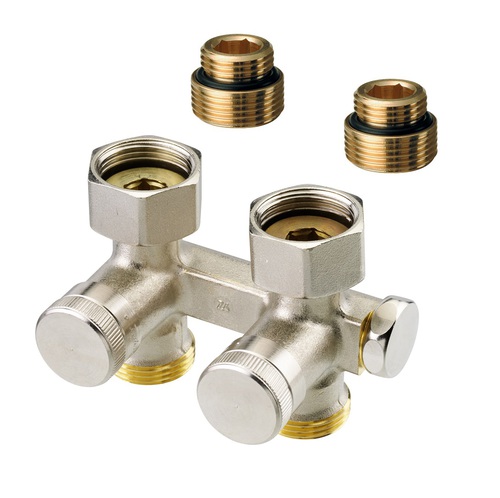 Danfoss 003L0280 Узел нижнего подключения RLV-K никель 1/2"x3/4"