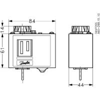 Danfoss 060L124966 — Реле температуры (термостат) KP 61, IP 30/44, диапазон регулирования -30...5 °C, длина трубки 6 м