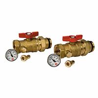 Комплект кранов Ду 25 Ру35 G1" 2 шаровых крана 1”х1”, с отводом и 2 термометра R540Y015 Giacomini R259SY067