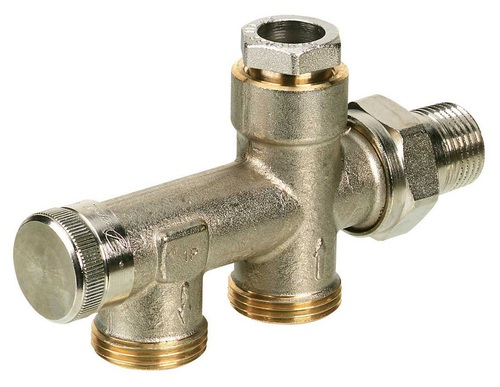 Danfoss 013G7040 Узел нижнего подключения RTR-КE для однотр никель 1/2"x3/4"ЕК Ру10 угловой 