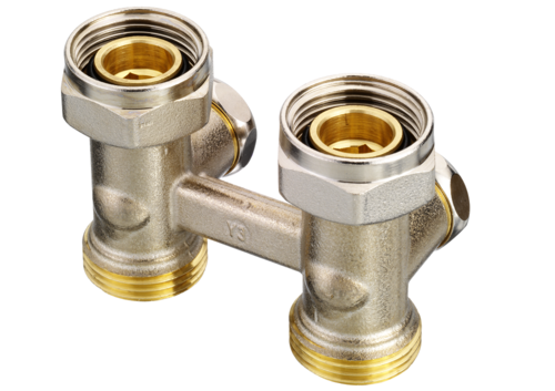 Danfoss 003L0221 Узел нижнего подключения RLV-KS для двухтр никель 3/4"ЕКx3/4"
