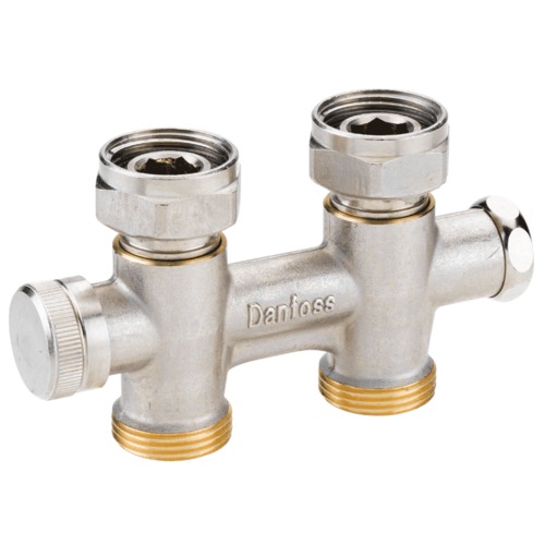 Danfoss 003L0240 Узел нижнего подключения RLV-KD для двухтр никель 1/2"x3/4"